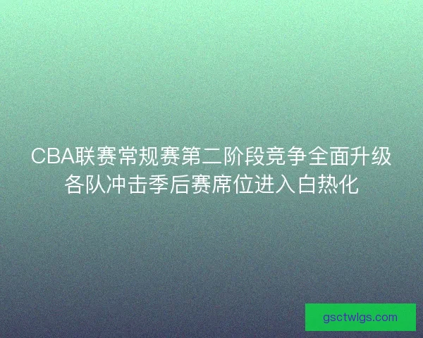 CBA联赛常规赛第二阶段竞争全面升级各队冲击季后赛席位进入白热化 CBA联赛常规赛第二阶段竞争全面升级各队冲击季后赛席位进入白热化
